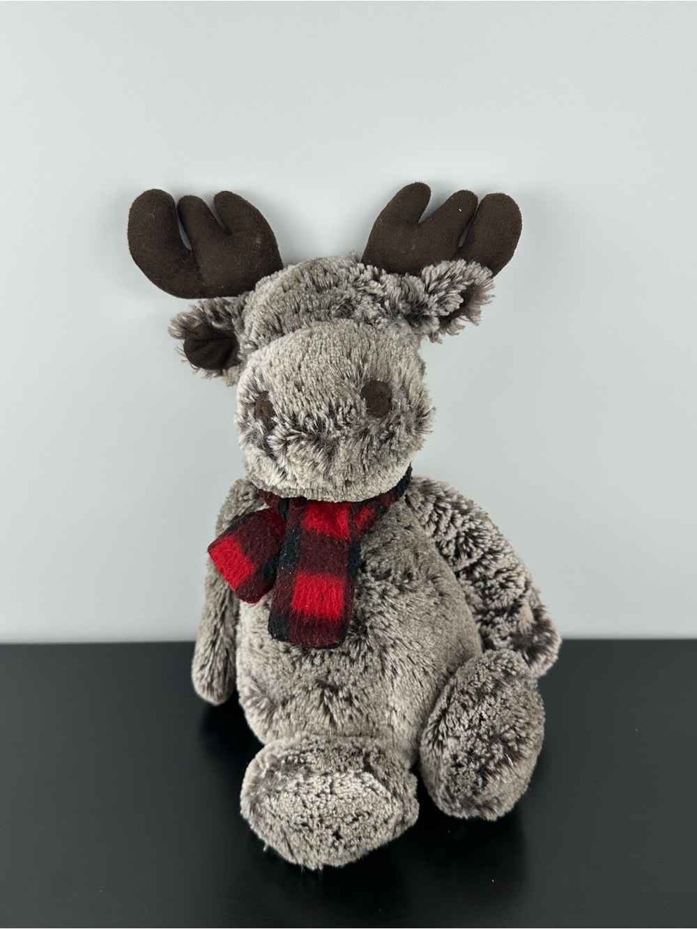Jellycat Medium Bashful Marty Moose 14” Red Scarf Indigo Plush Stuffed Animal